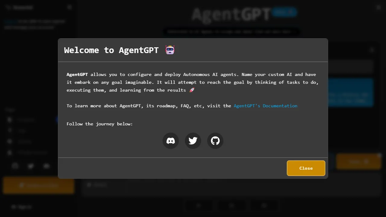 AgentGPT 스크린샷