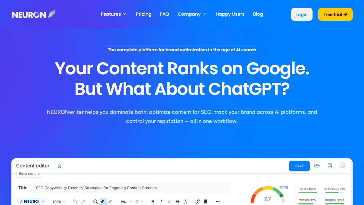 NeuronWriter 스크린샷